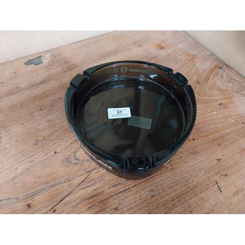 57 - Churchman's Extra Size glass advertising ashtray. {4 cm H x 21 cm Dia.}.