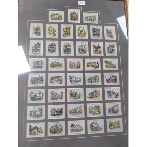 571 - Two Framed montage of Cigarette cards depicting Victorian characters and Country Pubs {