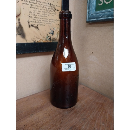 58 - Bass Prince of Wales Brown glass beer bottle. {24 cm H x 8 cm Dia.}.