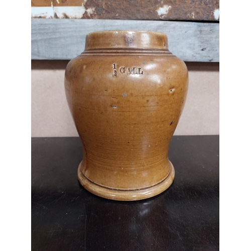 581 - 19th C. Cut Black ceramic tobacco jar. {20 cm H x 17 cm Dia.}.