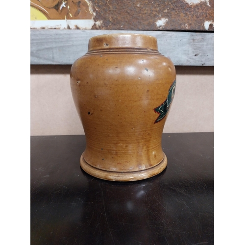 581 - 19th C. Cut Black ceramic tobacco jar. {20 cm H x 17 cm Dia.}.