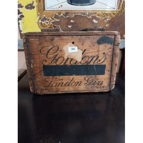 584 - Gordon's London Gin wooden advertising crate. {30 cm H x 41 cm W x 45 cm D}.