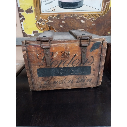 584 - Gordon's London Gin wooden advertising crate. {30 cm H x 41 cm W x 45 cm D}.