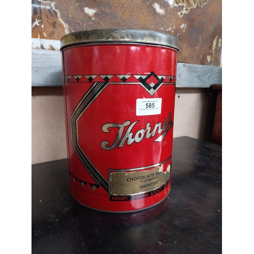 585 - 1950's Thorne's Chocolate advertising tin. {24 cm H x 18 m cm Dia.}.