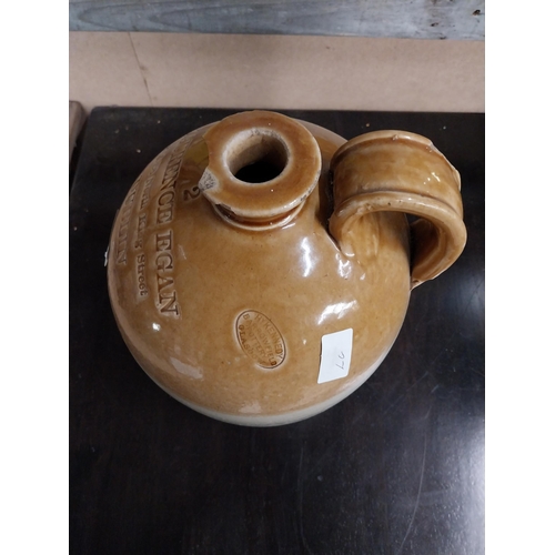 589 - L Egan North King Street Dublin Two gallon stoneware whiskey flagon. {49 cm H x 32 cm Dia.}.