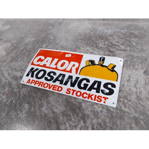 591 - Alloy Calor Kosangas Approved Stockist advertising sign. {30 cm H x 61 cm W}.