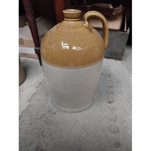 6 - H F Winters Fording bridge two gallon stoneware flagon with some damage {31 cm H x 20 cm Dia}  and S... 