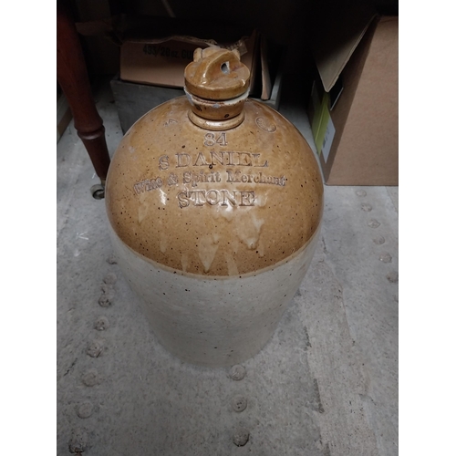 6 - H F Winters Fording bridge two gallon stoneware flagon with some damage {31 cm H x 20 cm Dia}  and S... 