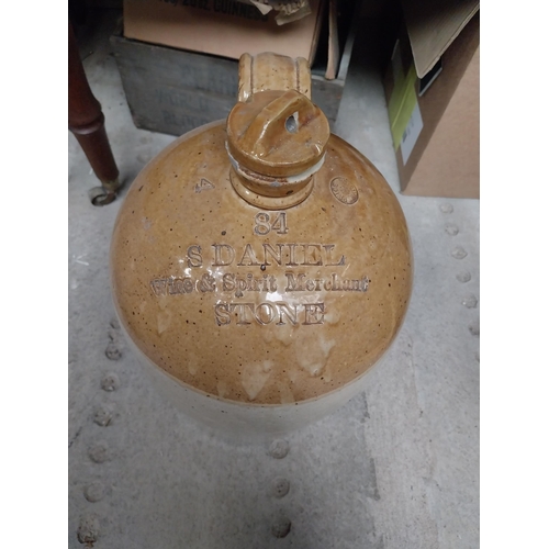 6 - H F Winters Fording bridge two gallon stoneware flagon with some damage {31 cm H x 20 cm Dia}  and S... 