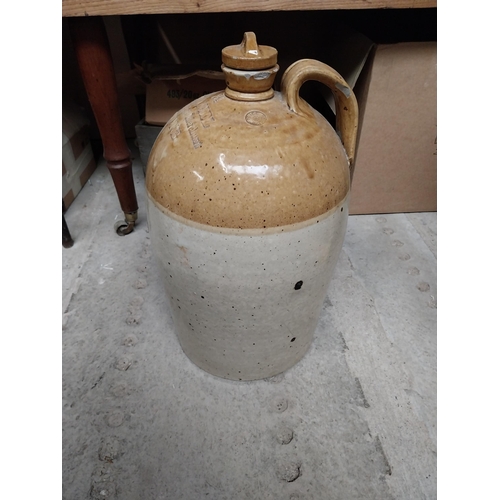 6 - H F Winters Fording bridge two gallon stoneware flagon with some damage {31 cm H x 20 cm Dia}  and S... 