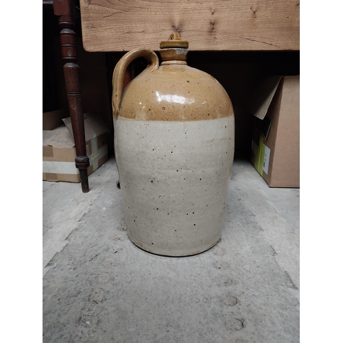 6 - H F Winters Fording bridge two gallon stoneware flagon with some damage {31 cm H x 20 cm Dia}  and S... 