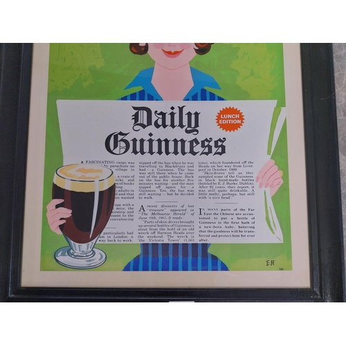 600 - Daily Guinness framed advertising print {66 cm H x 53 cm W}.