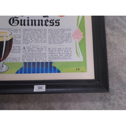 600 - Daily Guinness framed advertising print {66 cm H x 53 cm W}.