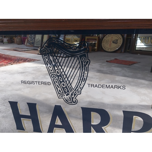 603 - 20th C. Harp Lager brewed in Dundalk, Co. Louth framed advertising mirror {82 cm H x 163 cm W}.