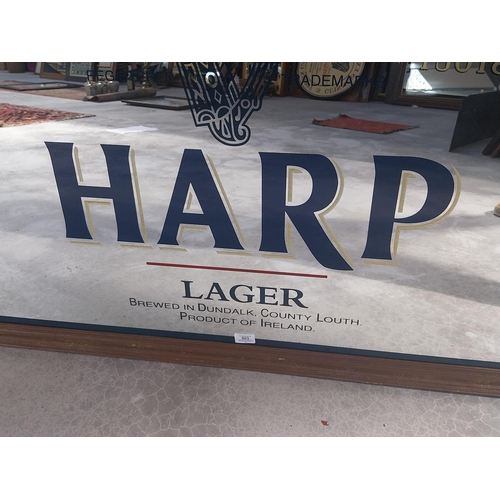 603 - 20th C. Harp Lager brewed in Dundalk, Co. Louth framed advertising mirror {82 cm H x 163 cm W}.