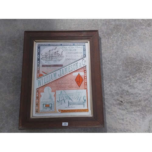 606 - William Jameson & Co. Dublin distillers framed advertising print {73 cm H x 58 cm W}.