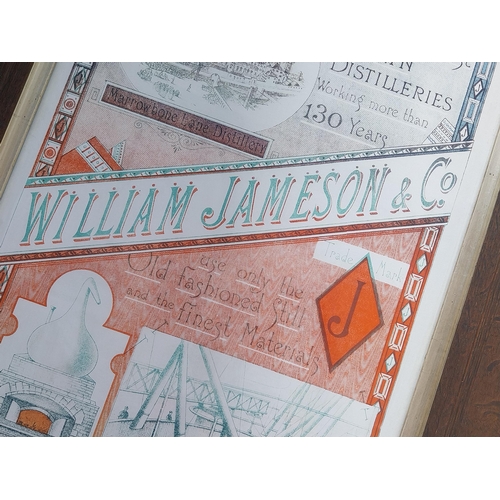 606 - William Jameson & Co. Dublin distillers framed advertising print {73 cm H x 58 cm W}.