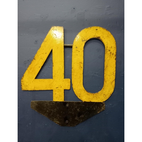 607 - Selection of three cast metal railway signage  {30= H 60cm x W 53cm 40 = H 60cm x W 55cm Arrow H 13c... 