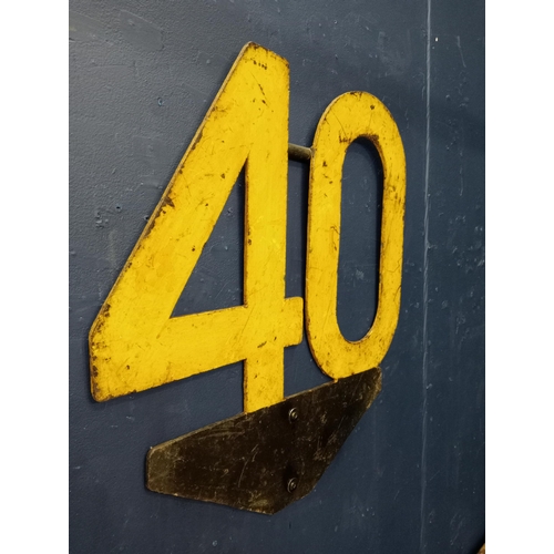 607 - Selection of three cast metal railway signage  {30= H 60cm x W 53cm 40 = H 60cm x W 55cm Arrow H 13c... 