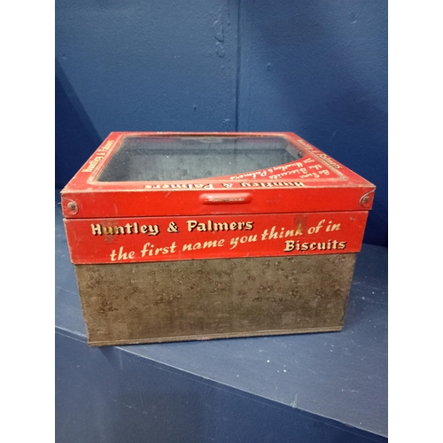 611 - Huntley and Palmers biscuit advertising tin {H 28cm x W 24cm x D 22cm }. - NOT AVAILABLE TO VIEW IN ... 