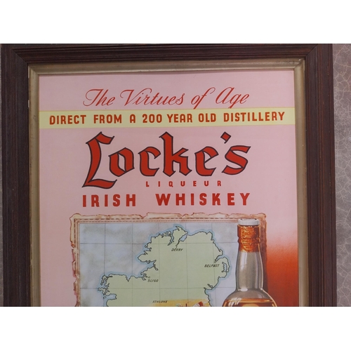 615 - Locke's Liqueur Irish Whiskey framed advertising print {84 cm H x 61 cm W}.