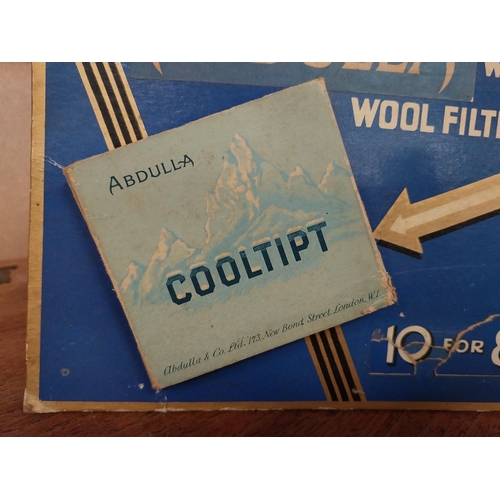 62 - Abdulla Cigarettes with a wool filter tip 10 for 8p cardboard showcard. {16 cm H x 21 cm D}.