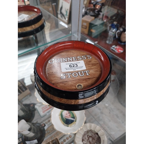 623 - Guinness ceramic ashtray in form of barrel top. {4 cm H x 12 cm Dia.}. PART OF THE DAVID HUGHES COLL... 