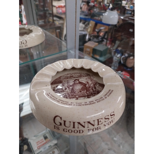 626 - Guinness is Good For You ashtray {3 cm H x 11 cm Dia} and Arthur Guinness Bi-Centenary Arklow ashtra... 