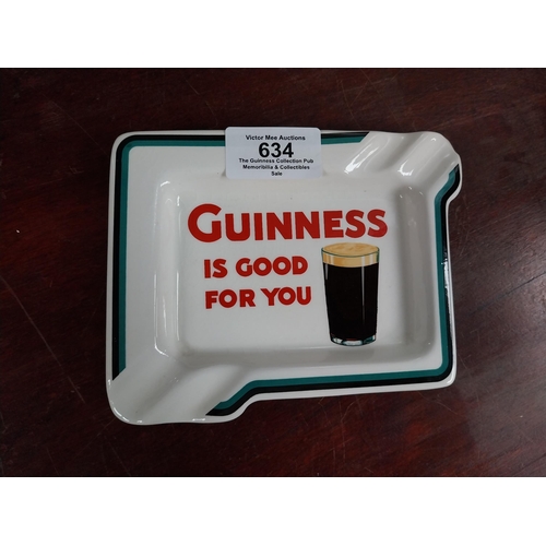 634 - Guinness is Good for You Arklow ceramic ashtray. {14 cm H x 14 cm D}. PART OF THE DAVID HUGHES COLLE... 