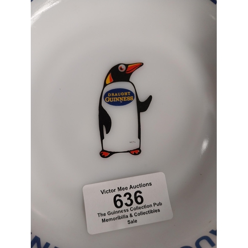 636 - Rare Draught Guinness Ashtray with Penguin. Opaque white glass by Nazeing {3 cm H x 17 cm Dia.}. PAR... 