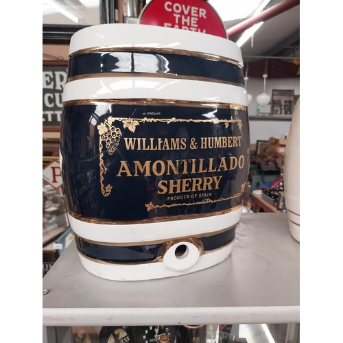 647 - Ceramic Williams and Humbert Amontillado Sherry dispenser. {30 cm H x 26 cm W}.