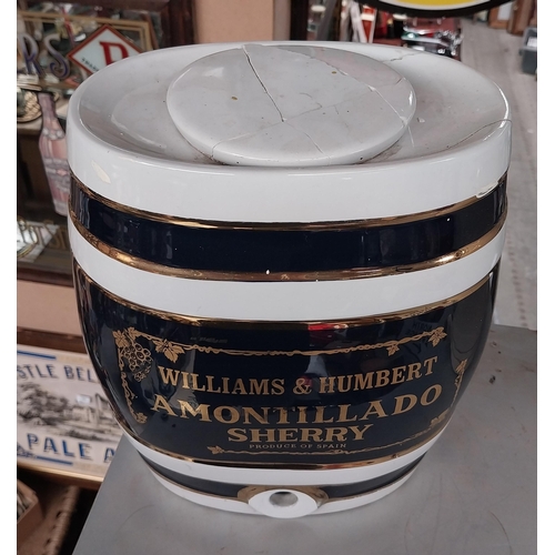 647 - Ceramic Williams and Humbert Amontillado Sherry dispenser. {30 cm H x 26 cm W}.