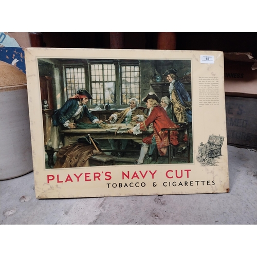 65 - Player's Navy Cut Tobacco and Cigarettes celluloid advertisement. {28 cm H x 51 cm W}.