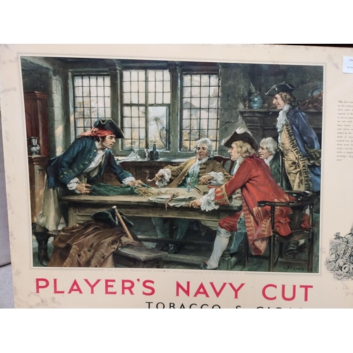 65 - Player's Navy Cut Tobacco and Cigarettes celluloid advertisement. {28 cm H x 51 cm W}.