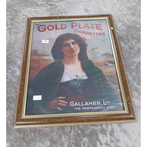 650 - Framed Gallaher's Gold Flake Cigarettes advertising print. {65 cm H x 55 cm W}.