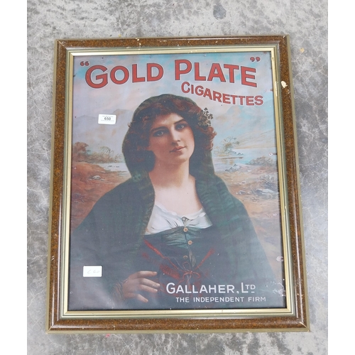 650 - Framed Gallaher's Gold Flake Cigarettes advertising print. {65 cm H x 55 cm W}.