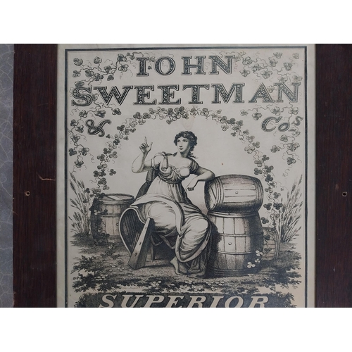 654 - John Sweetman & Co. Supplier Leinster Ale framed advertising print {74 cm H x 61 cm W}.