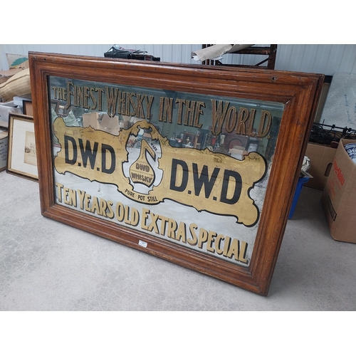 657 - 1900s The Finest Whiskey in the World D.W.D 10 year old extra special framed advertising mirror {73 ... 