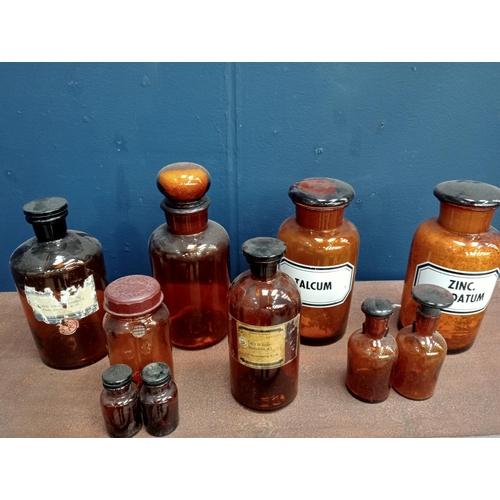 665 - Collection of ten chemist bottles {H 24cm to H 7cm }. - NOT AVAILABLE TO VIEW IN PERSON