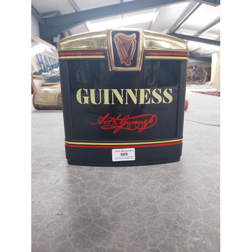 669 - Guinness Perspex and brass light up counter advertising font {21 cm H x 21 cm W x 14 cm D}.