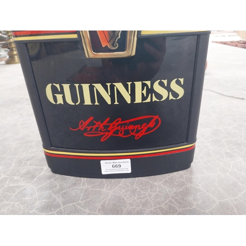 669 - Guinness Perspex and brass light up counter advertising font {21 cm H x 21 cm W x 14 cm D}.