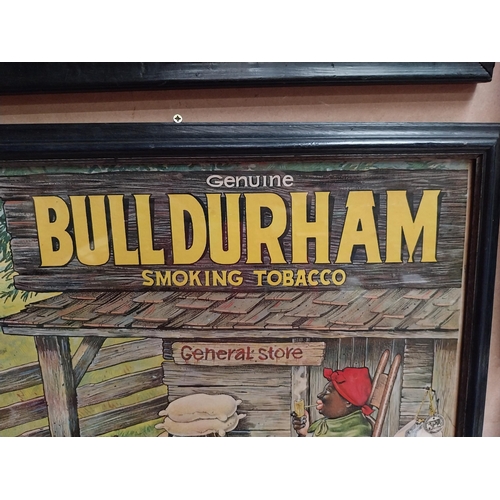 67 - Genuine Bull Durham Smoking Tobacco framed advertising print. {54 cm H x 68 cm W}.