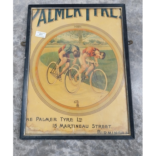 671 - Framed Palmer Tyre Ltd Birmingham advertising print. {50 cm H x 38 cm W}.