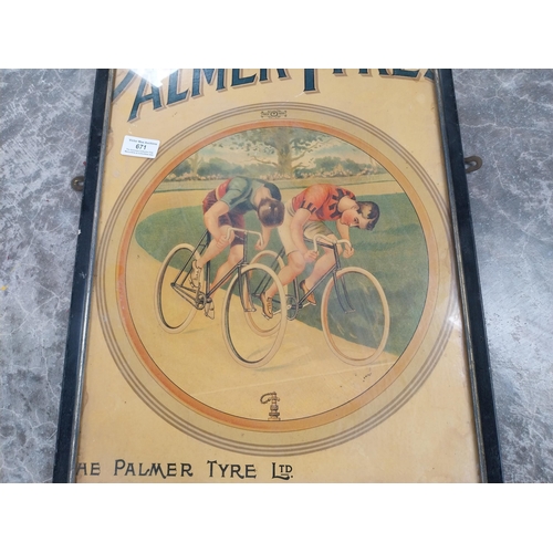 671 - Framed Palmer Tyre Ltd Birmingham advertising print. {50 cm H x 38 cm W}.