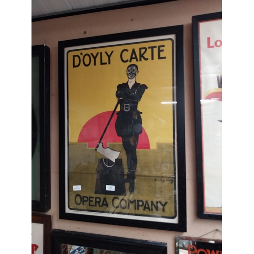 69 - Framed D'Oyly Carte Opera Company advertising print. {81 cm H x 56 cm W}.