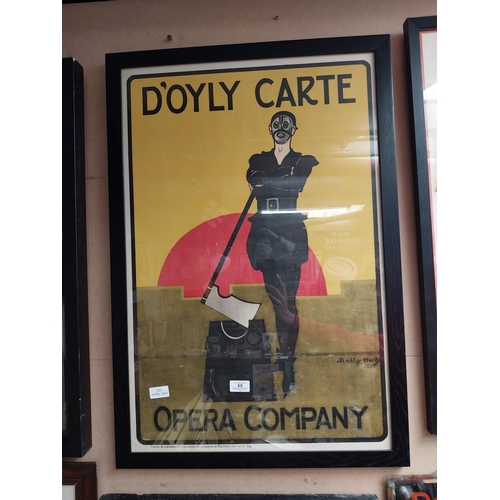 69 - Framed D'Oyly Carte Opera Company advertising print. {81 cm H x 56 cm W}.