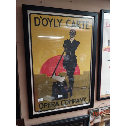 69 - Framed D'Oyly Carte Opera Company advertising print. {81 cm H x 56 cm W}.