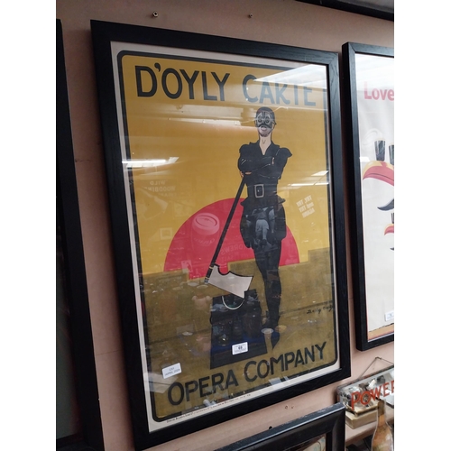 69 - Framed D'Oyly Carte Opera Company advertising print. {81 cm H x 56 cm W}.