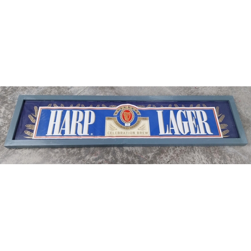 692 - Framed Harp Lager advertising print. {40 cm H x 159 cm W}