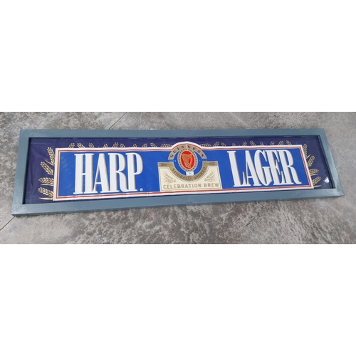 692 - Framed Harp Lager advertising print. {40 cm H x 159 cm W}